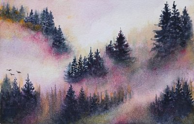 Bosque brumoso colorido de Marina Kozyr