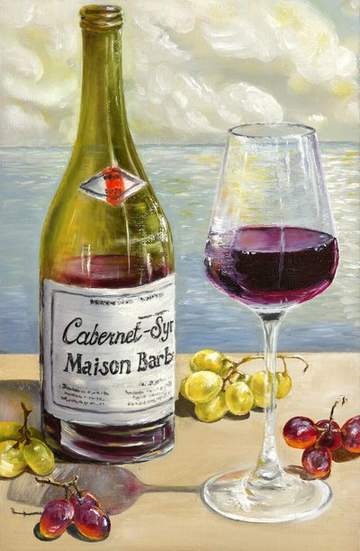 Bodegón con vino tinto de Marina Kozyr