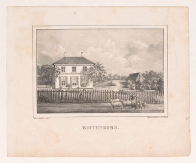 Vista de Huis Buitenzorg Buitenzorg (título sobre objeto) de Marinus Adrianus van Straten