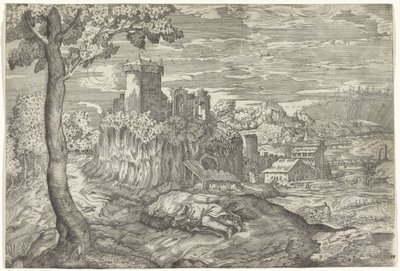 paisaje con ruinas de castillo de Mario Cartaro
