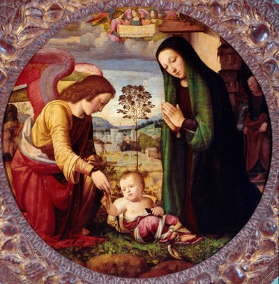 Sagrada Familia con un ángel de Mariotto Albertinelli