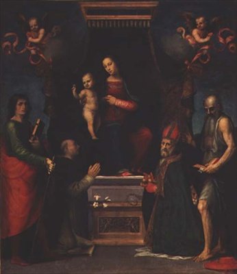 Madonna y Niño con San Julián, San Domingo, San Nicolás de Bari y San Jerónimo de Mariotto Albertinelli