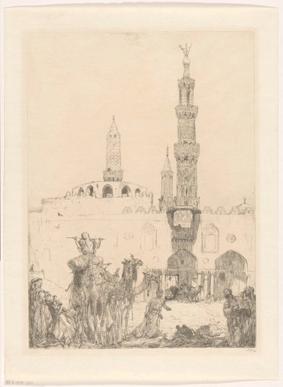 Mezquita de Al-Azhar en El Cairo de Marius Bauer (signed by artist)