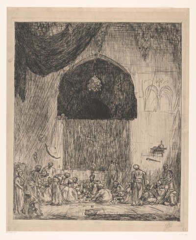 Comer, hombres orientales de Marius Bauer (signed by artist)