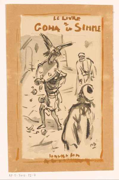 Hombre con bandeja atacado por un ave rapaz
Le livre Goha le Simple (título en el objeto) de Marius Bauer (signed by artist)