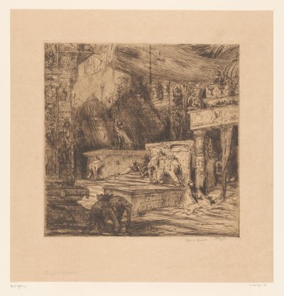 Elefantes y figuras cerca de un templo
Elefantes del templo (título en el objeto) de Marius Bauer
