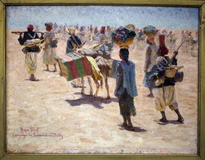Tiradores de retaguardia senegaleses, campaña de Fouta (Guinea; Fouta-Djalon), columna de Dodds, boceto. de Marius Perret