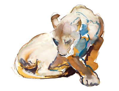 Pintura felina (leona) de Mark Adlington