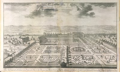 Vista aérea de los jardines del Palacio de Kensington, grabado por Johannes Kip (c.1652-1722) publicado por J. Smith, 1724 de Mark Anthony Hauduroy