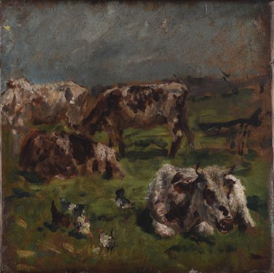 Vacas y gallinas, c.1880 de Mark Fisher
