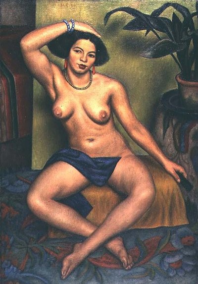 Desnudo sentado, o Gitana en su tocador de Mark Gertler
