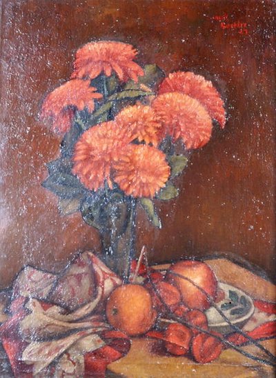 Naturaleza muerta con crisantemos de Mark Gertler