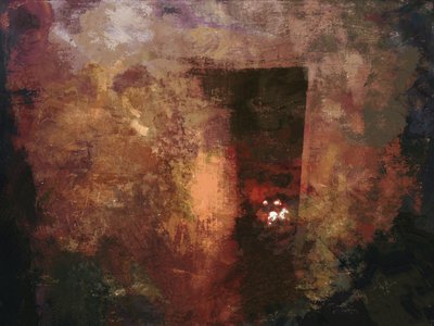 Serie de cabañas irlandesas - puerta principal/pared rosa con fuego de césped de Mark Gordon