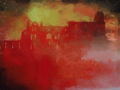 Paseo matinal del Sr. Stoker - Abadía de Whitby (técnica mixta) de Mark Gordon