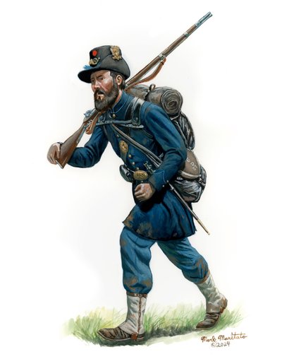 6º Regimiento de Infantería de Wisconsin Brigada de Hierro 1863, 2024 (Acuarela y Gouache sobre Bristol) de Mark Maritato