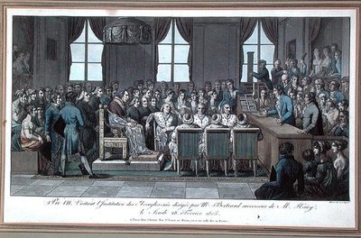 El Papa Pío VII visitando la Institución de Ciegos en París, dirigida por el Sr. Bertrand, sucesor de Valentin Haüy (1745-1822), 28 de febrero de 1805 de Marle Marle