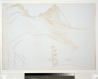 Paisaje montañoso con pinos de Marsden Hartley