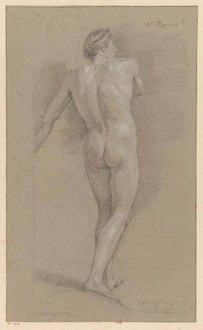 Desnudo masculino de pie, visto desde atrás (2º premio 1766) de Marten Houtman