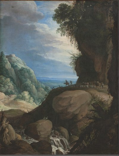 Paisaje montañoso italiano con pastores de Marten Ryckaert
