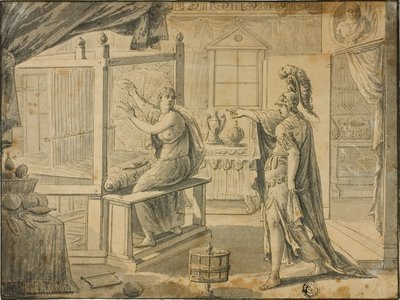 Arachne siendo convertida en araña por Minerva de Marten de Vos