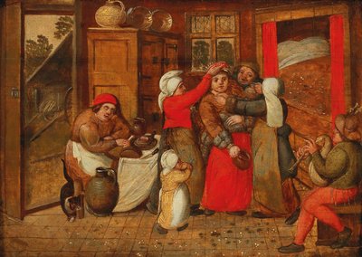 Preparativos para la cama nupcial, 1570s de Marten van Cleve the Elder