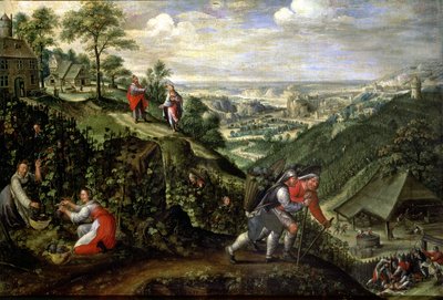 Octubre: Parábola de los malos vinateros, c.1580-90 (óleo sobre lienzo) de Marten van Valckenborch