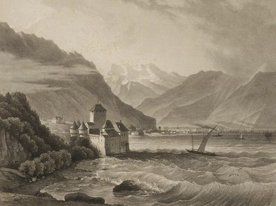 Chateau de Chillon; vista desde Vevey de Martens