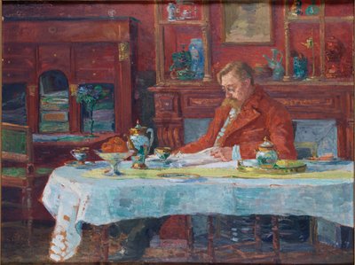Émile Verhaeren 1855-1918 en la mesa, 1900 de Marthe Verhaeren