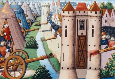 El sitio de Ruan (julio 1418-enero 1419) 1484, folio 19v, Vigiles de Carlos VII de Martial de Paris (fl.15th century)