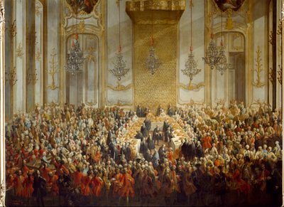 Banquete oficial organizado para la boda de la Princesa Isabel de Parma con el Emperador José II, el 06/10/1760 (detalle) de Martin (and studio) Mytens or Meytens