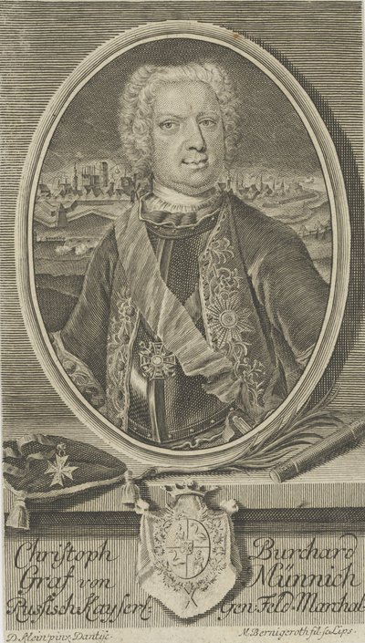 Retrato del Conde Burkhard Christoph von Münnich 1683-1767, ca 1730 de Martin Bernigeroth