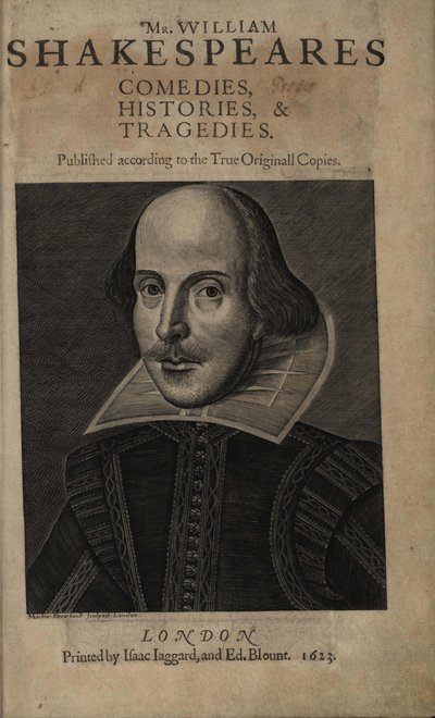 Página de título del Primer Folio de Shakespeare, 1623 de Martin Droeshout