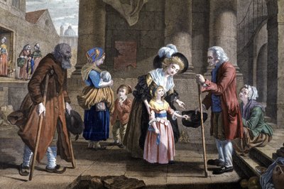 Lección de humanidad. Educación de una joven, c.1790 (grabado) de Martin Drölling