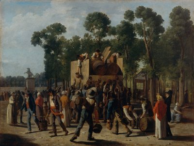Distribución de vino en los Campos Elíseos, hacia 1795 (óleo sobre papel, montado sobre lienzo) de Martin Drölling