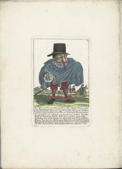 De Spaanse dwerg Don Miguel Zorrero Tuerto, ca. 1710 Don Miguel Zorrero Tuerto Cavallero de las Trencedas de capatos, Padre del gran Capn. Covielllo, Pariente de Don Quixote, Governadoren en las Tierras Australes desconocidas (title on object) Il Callott de Martin Engelbrecht (attributed to)