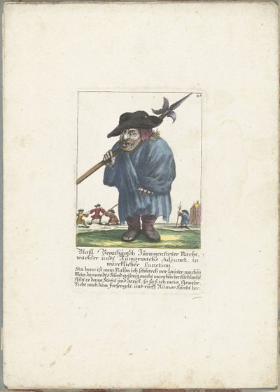 El dwerg Blassl Broatgosch, alrededor de 1710 Blassl Broatgosch Jurassic Night Watchman y Rumorwachs Adjunct, en función real (título sobre objeto) Il Callotto resurcitato o Gabinete pequeño recién amueblado (título de la serie) de Martin Engelbrecht (attributed to)