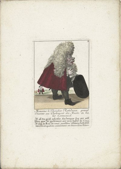 Desde dwerg Chevalier Rondeau als een parlamentoslid, ca. 1710 Monsieur le Chevalier Rondeau, gran orador en el parlamento de los mudos, vestido de ceremonia (título sobre el objeto) Il Callotto resurcitato oder Neu eingerichtes Zwerchen Cabinet (título de de Martin Engelbrecht (attributed to)