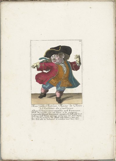 El enano Gilles Platfues como maestro de danza francesa, ca. 1710 monseñor Gilles Platfues, Maitre de Danse a l