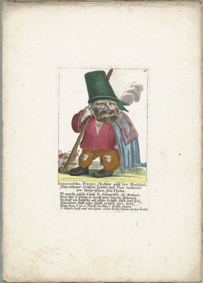 De dwerg Iupanschku Ferenz, hacia 1710 Iupanschku Ferenz, juez de Raubau, jefe buey Jubilir y vicealmirante del húngaro Heü Flotta (título sobre objeto) Il Callotto resurcitato o Gabinete pequeño recién amueblado (título de la serie) de Martin Engelbrecht (attributed to)