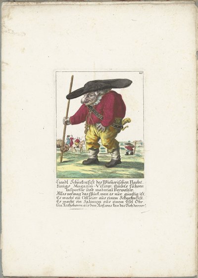 De dwerg Liendl Schnekenfist, hacia 1710 Liendl Schnekenfist de Wienerisches Nacht-Kings Magazin-Visirer, Ambts inspector de vehículos y administrador de materiales (título sobre el objeto) Il Callotto resurcitato o Gabinete pequeño recién amueblado (títul de Martin Engelbrecht (attributed to)