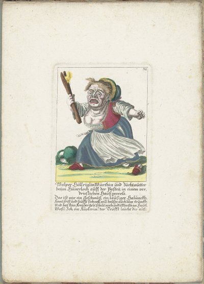 De dwerg Malper Höllriglin como waardin, hacia 1710 Malper Höllriglin Würthin y madre reproductora en Hünerloch auff der Pasteij, en un pleito doméstico malhumorado (título sobre el objeto) Il Callotto resurcitato o Gabinete pequeño recién amueblado (títul de Martin Engelbrecht (attributed to)
