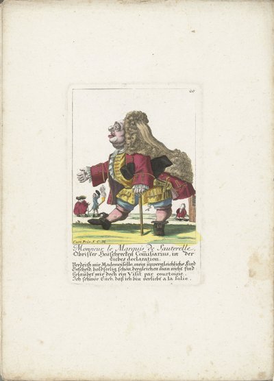 El enano Monsieur le Marquis de Sauterelle, ca. 1710 Monsieur le Marquis de Sauterelle, Obrister Heüschrecken Comissarius, declaración in der Liebes (título sobre el objeto) Il Callotto resurcitato oder Neu eingerichtes Zwerchen Cabinet (título de la serie de Martin Engelbrecht (attributed to)
