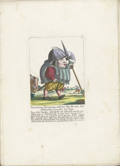 El dwerg Pantaleon Bürgman van de Zwitserse Garde te Rome, hacia 1710 Pantaleon Bürgman, de guardia de la Guardia Suiza en Roma (título sobre el objeto) Il Callotto resurcitato o Gabinete pequeño recién amueblado (título de la serie) de Martin Engelbrecht (attributed to)