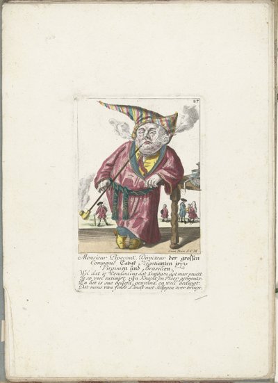 De dwerg Piperouk como director de una empresa de estancos, hacia 1710 Monsieur Piperouk, director de la gran empresa Tabak Negotianten en Virginia y Brasil (título sobre el objeto) Il Callotto resurcitato o Gabinete pequeño recién amueblado (título de la  de Martin Engelbrecht (attributed to)
