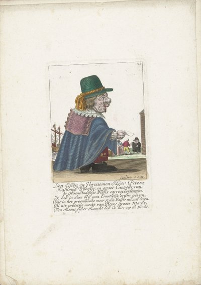 El enano Piters Kahlmüß Wisseller como ballenero, hacia 1710 Den Edlen y Vornaemen Heer Piters Kahlmüß Wisseller, y Groot Canzeler del Greenlandische Walfis corresponzien (título sobre el objeto) Il Callotto resurcitato oder Neu eingerichts Zwerchen C de Martin Engelbrecht (attributed to)