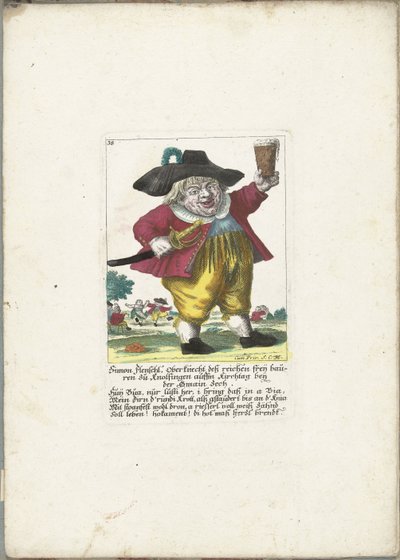 El dwerg Simon Flenschl, hacia 1710 Simon Flenschl, capataz de los granjeros ricos de Freij en Knolsingen en Kirchtag cerca de Gmain Zech (título sobre el objeto) Il Callotto resurcitato o Gabinete pequeño recién amueblado (título de la serie) de Martin Engelbrecht (attributed to)