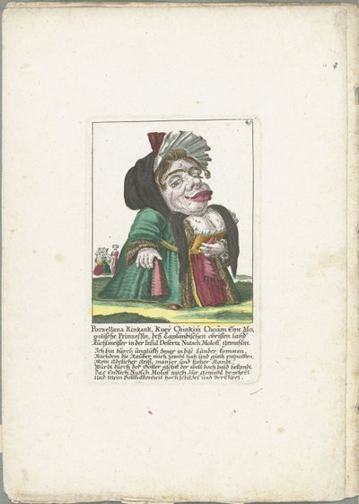 Caricatura de Porzellana Kinkank Porzellana Kinkank, Kuey Chinkim Choâm Una princesa mogola, la tierra de Laponia poseía Kuchlmeister en la isla de Deserta Nutsch Moloff, esposa (título sobre el objeto) Il Callotto resurcitato o Reformado de Martin Engelbrecht (attributed to)