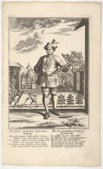 Hombre sosteniendo una ballesta de Martin Engelbrecht