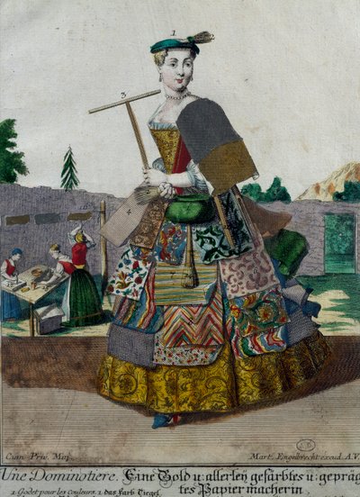 Fabricante de papeles de colores, grabado de 