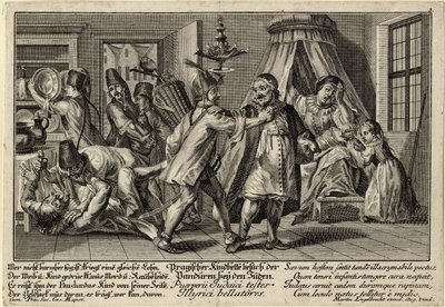 Los panduros visitando a los judíos, ca 1756 de Martin Engelbrecht